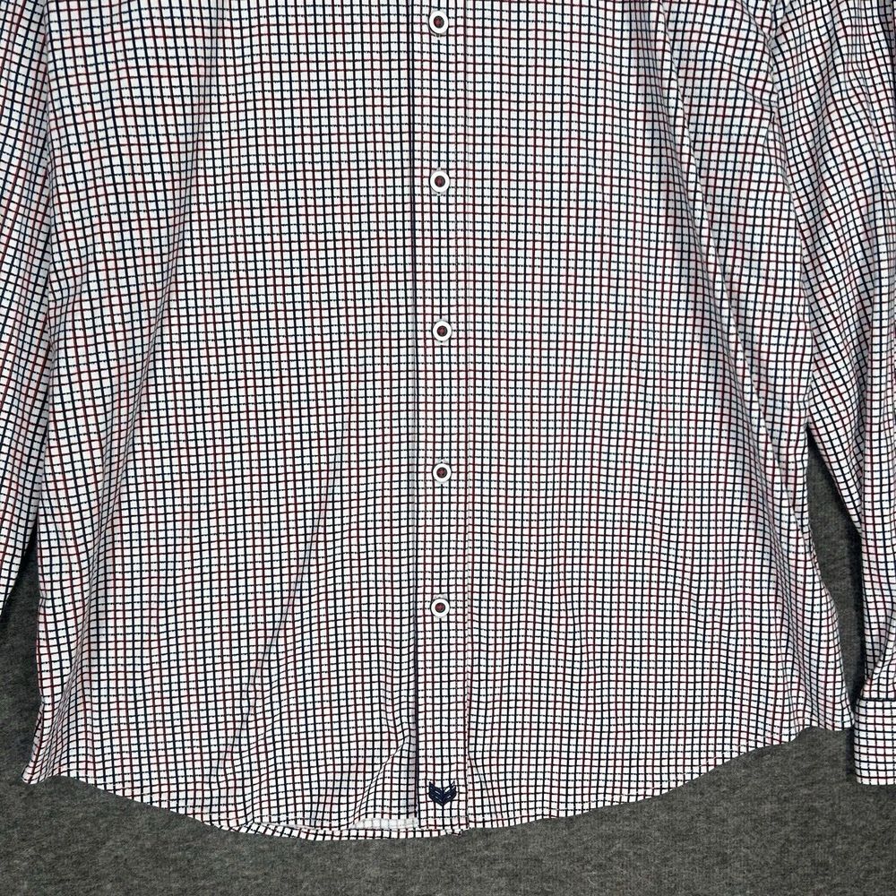 Butter Cloth Shirt Mens Large White Blue red Checked Button Up‎ Geometric Preppy - Picture 5 of 14